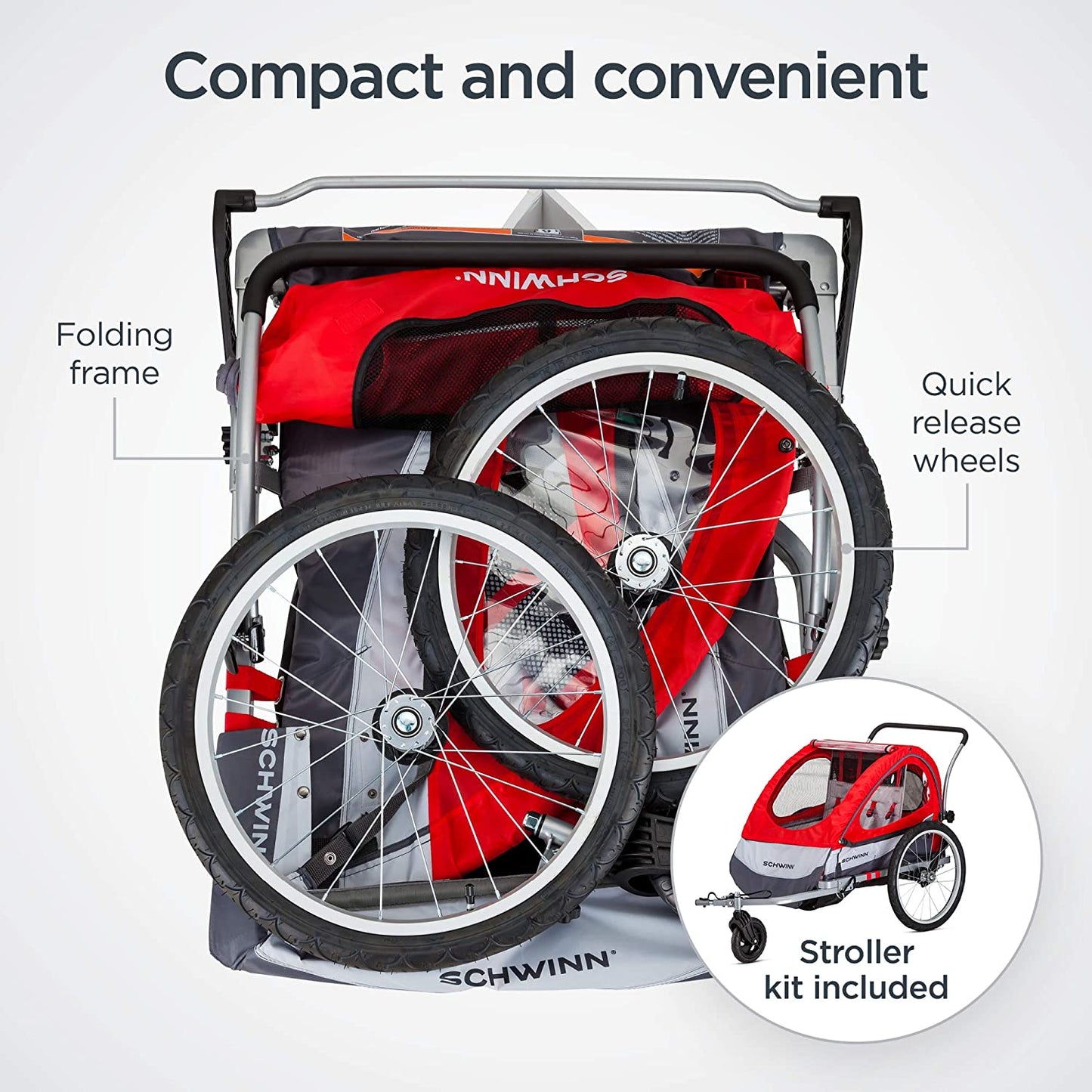 Trailblazer Plus, Trailblazer, Joyrider or Echo Kids Bike Trailer, Single or Double Seat, Universal Coupler, Folding Frame, Quick-Release Wheels, Canopy, Bike Trailer for Kids