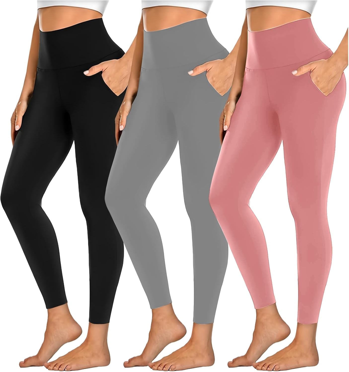 Leggings for Women with Pockets,Womens Workout Leggings High Waisted Yoga Pants for Tummy Control Gym