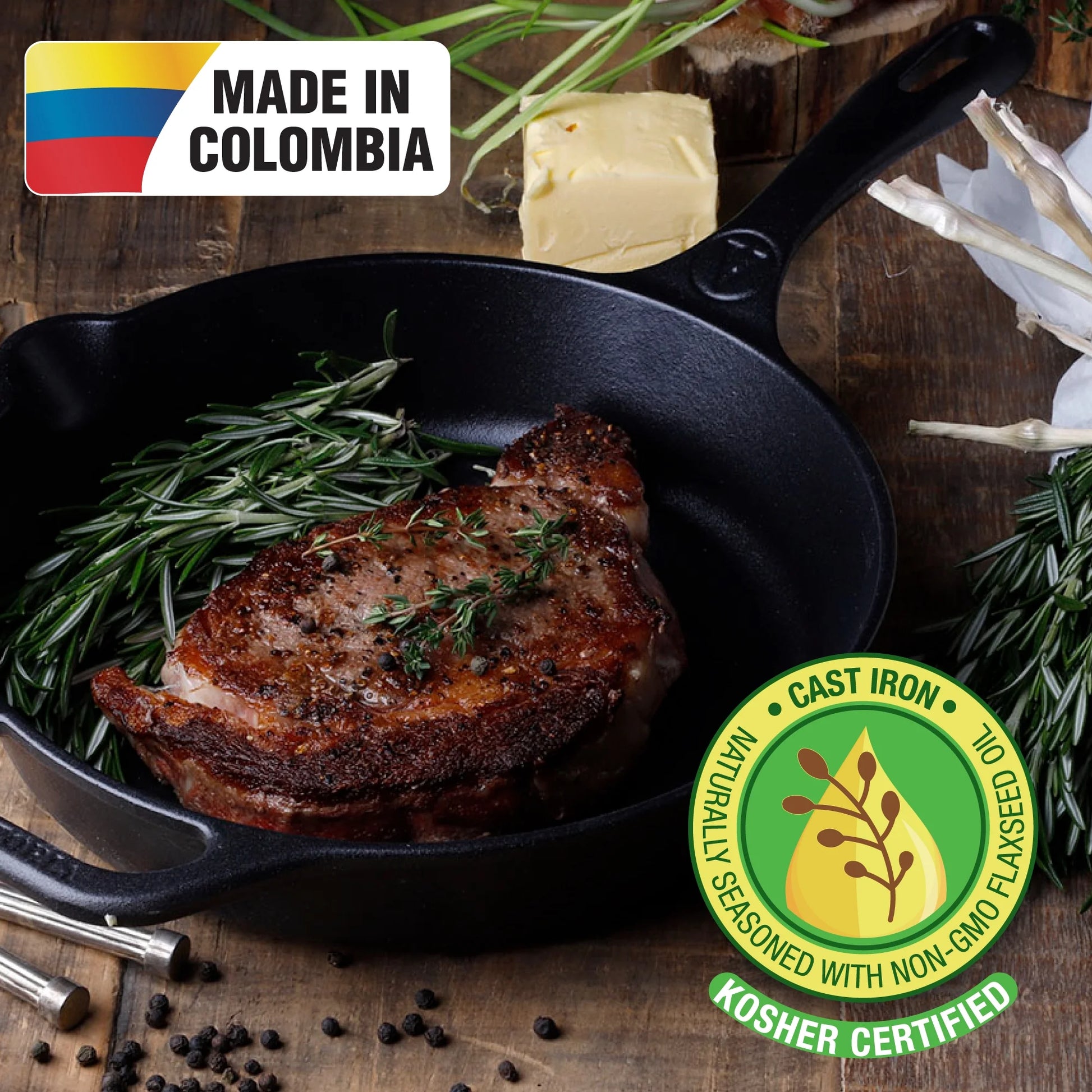 10-Inch Cast Iron Skillet, Seasoned Cast Iron Frying Pan with Long Handle, Made in Colombia