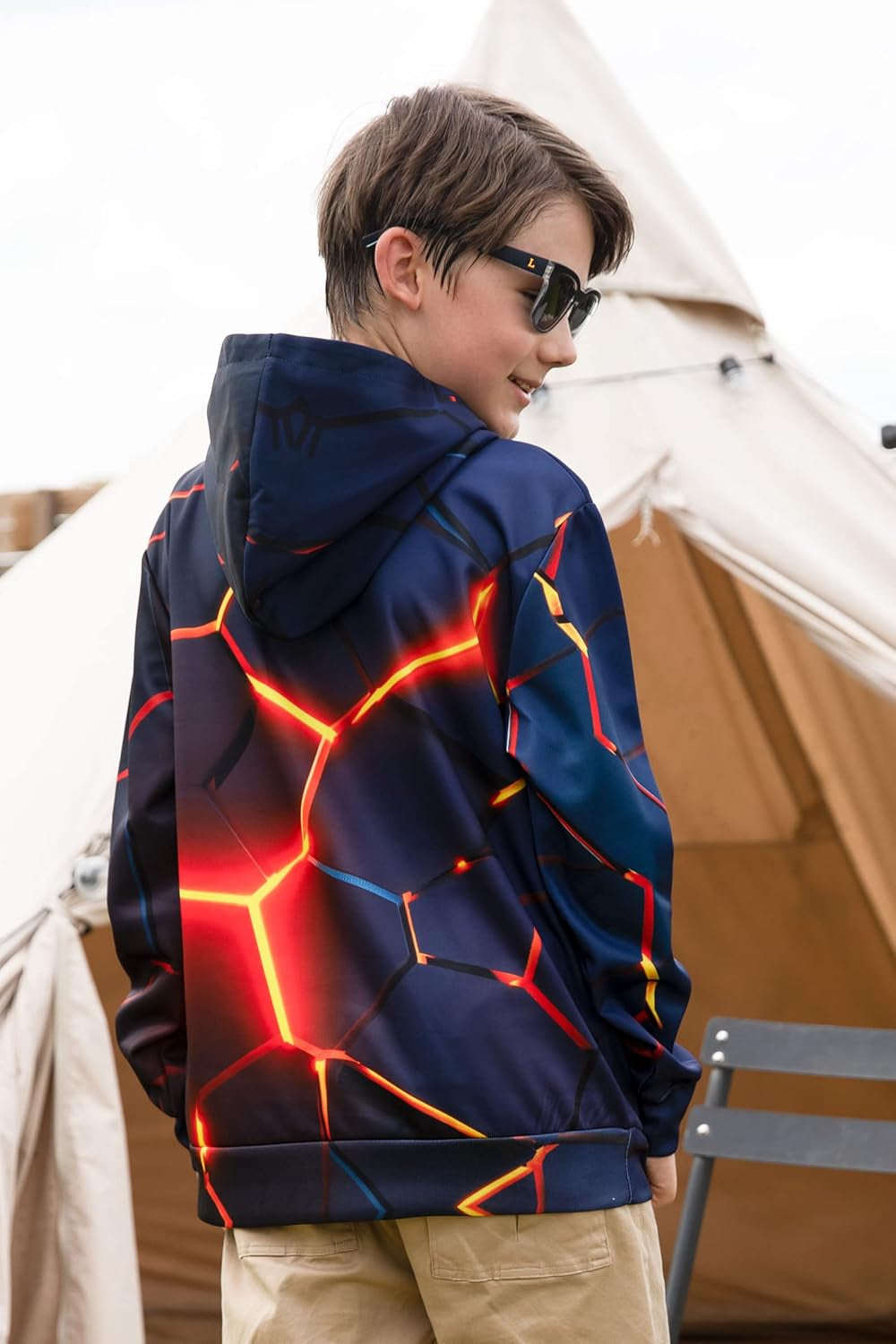 Hoodies for Girls Cool Glowing Geometry Hoodie Sweatshirt Kids Pullover Hooded Winter Long Sleeve Pull on Hoody Jumpers Outwear for 14-16 Years