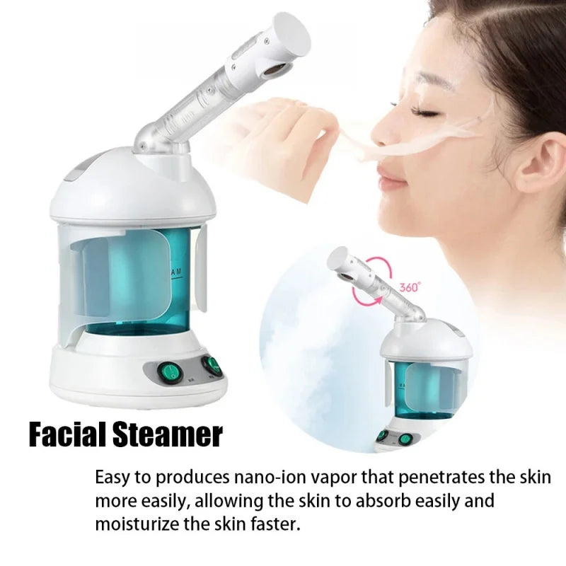 Professional Lonic Facial Steamer Face Nano Hot Mist Spray Portable Facial Vaporizer for Face Skin Care Moisturizer Evaporator