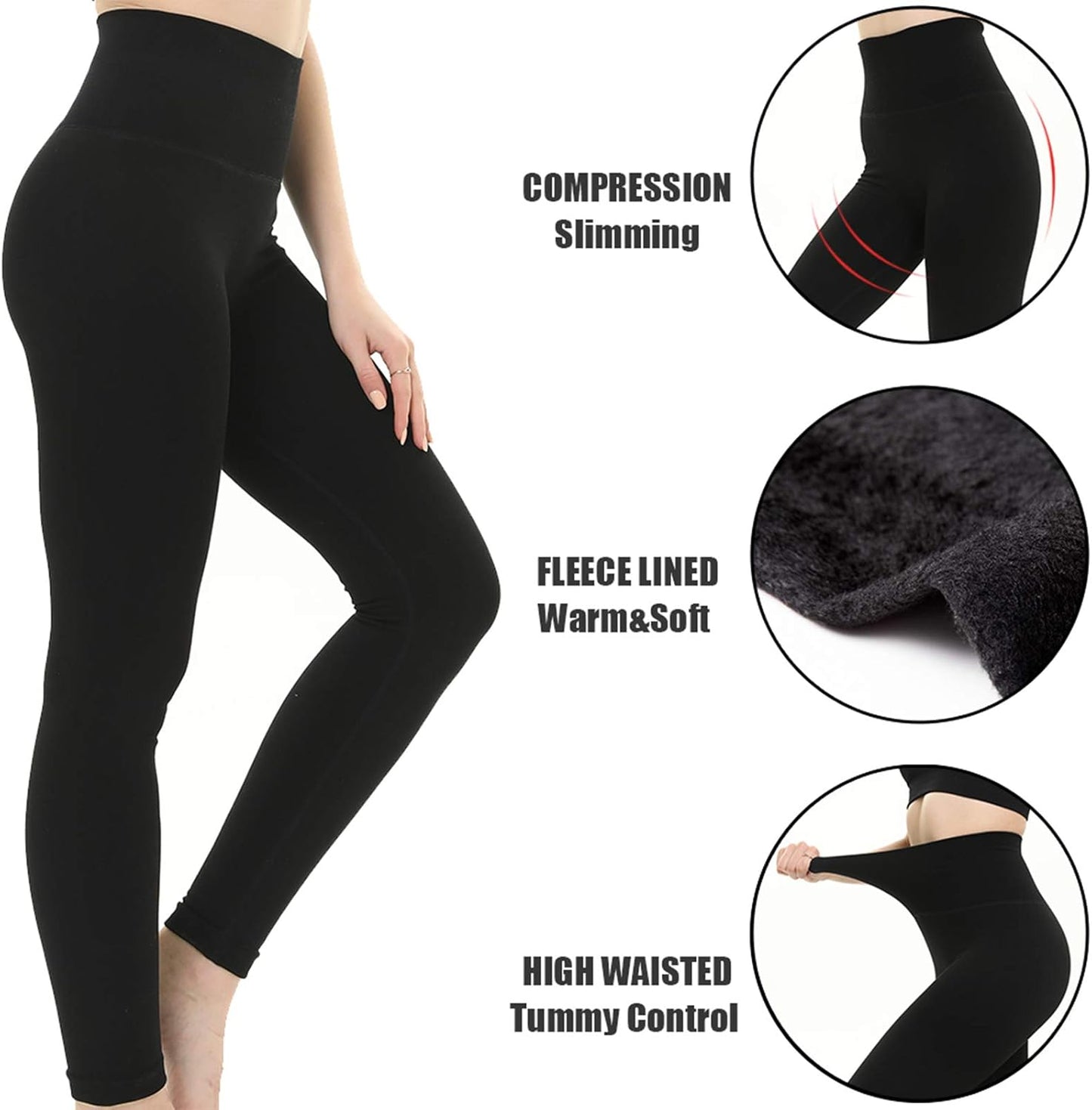 Thick Fleece Lined Warm Leggings for Women High Waisted Tummy Control Leggings Winter Warm Tights