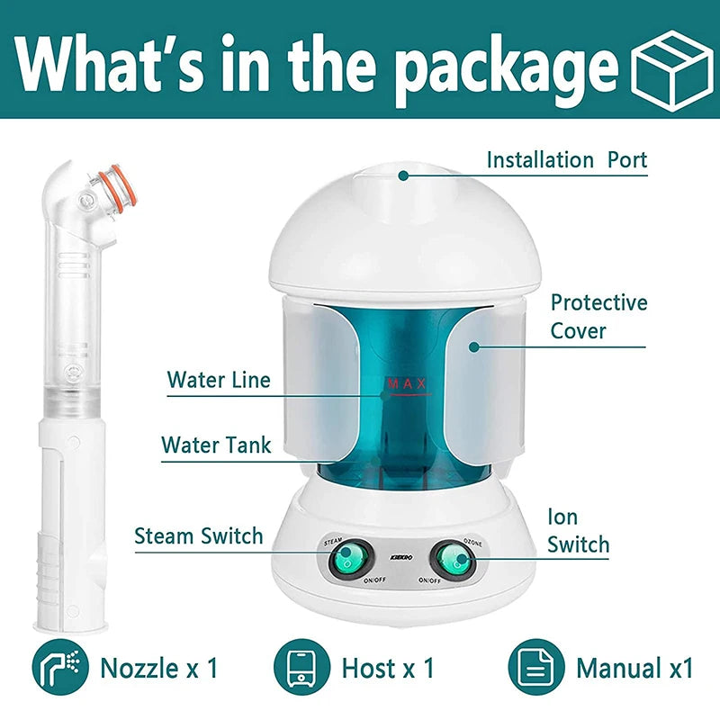 Professional Lonic Facial Steamer Face Nano Hot Mist Spray Portable Facial Vaporizer for Face Skin Care Moisturizer Evaporator