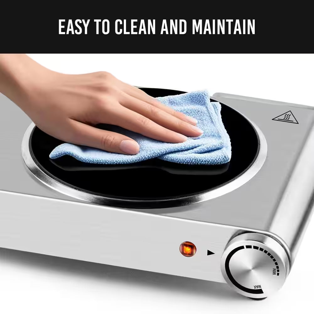 2-Burner 7.08 In.Silver Electric Hot Plate with Non-Slip Rubber Feet
