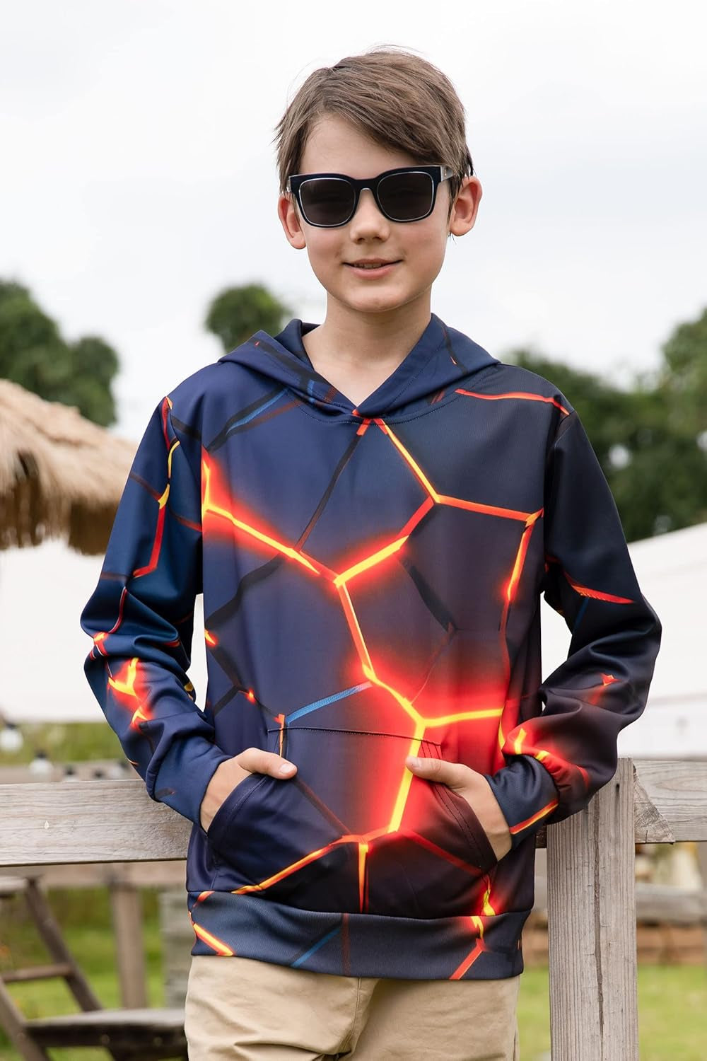 Hoodies for Girls Cool Glowing Geometry Hoodie Sweatshirt Kids Pullover Hooded Winter Long Sleeve Pull on Hoody Jumpers Outwear for 14-16 Years