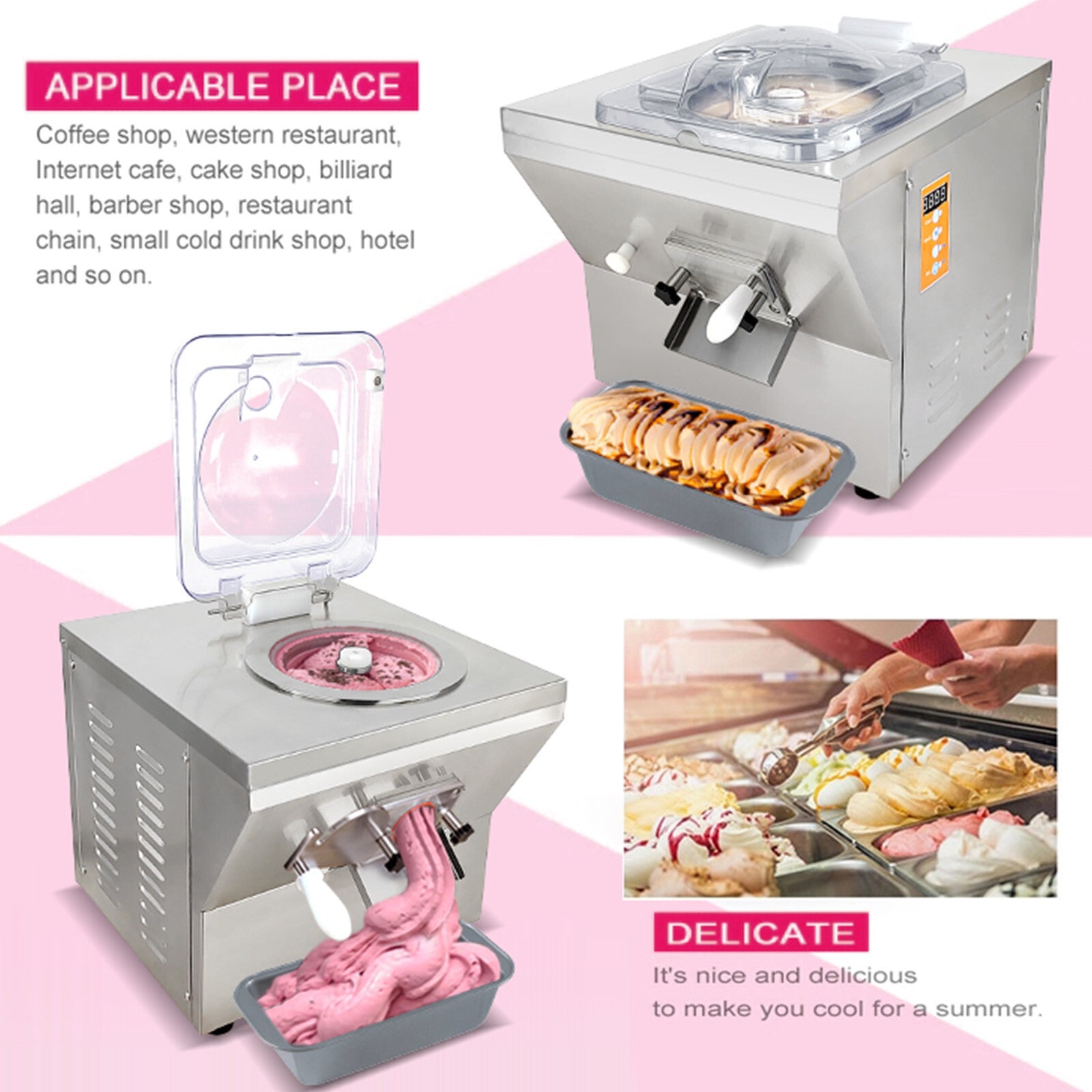 Kolice Commercial Italian Gelato Ice Cream Machine Water Ice Maker-20L/ Hour