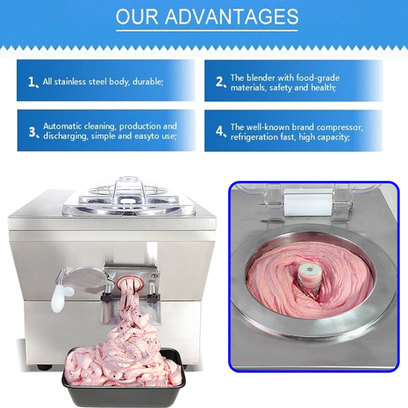 Kolice Commercial Italian Gelato Ice Cream Machine Water Ice Maker-20L/ Hour