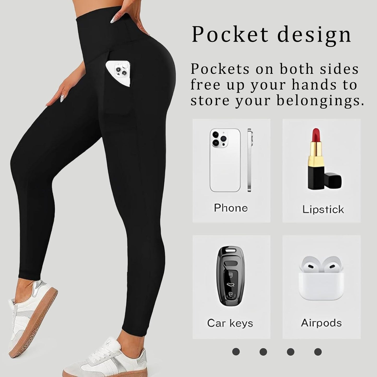 Leggings for Women with Pockets,Womens Workout Leggings High Waisted Yoga Pants for Tummy Control Gym