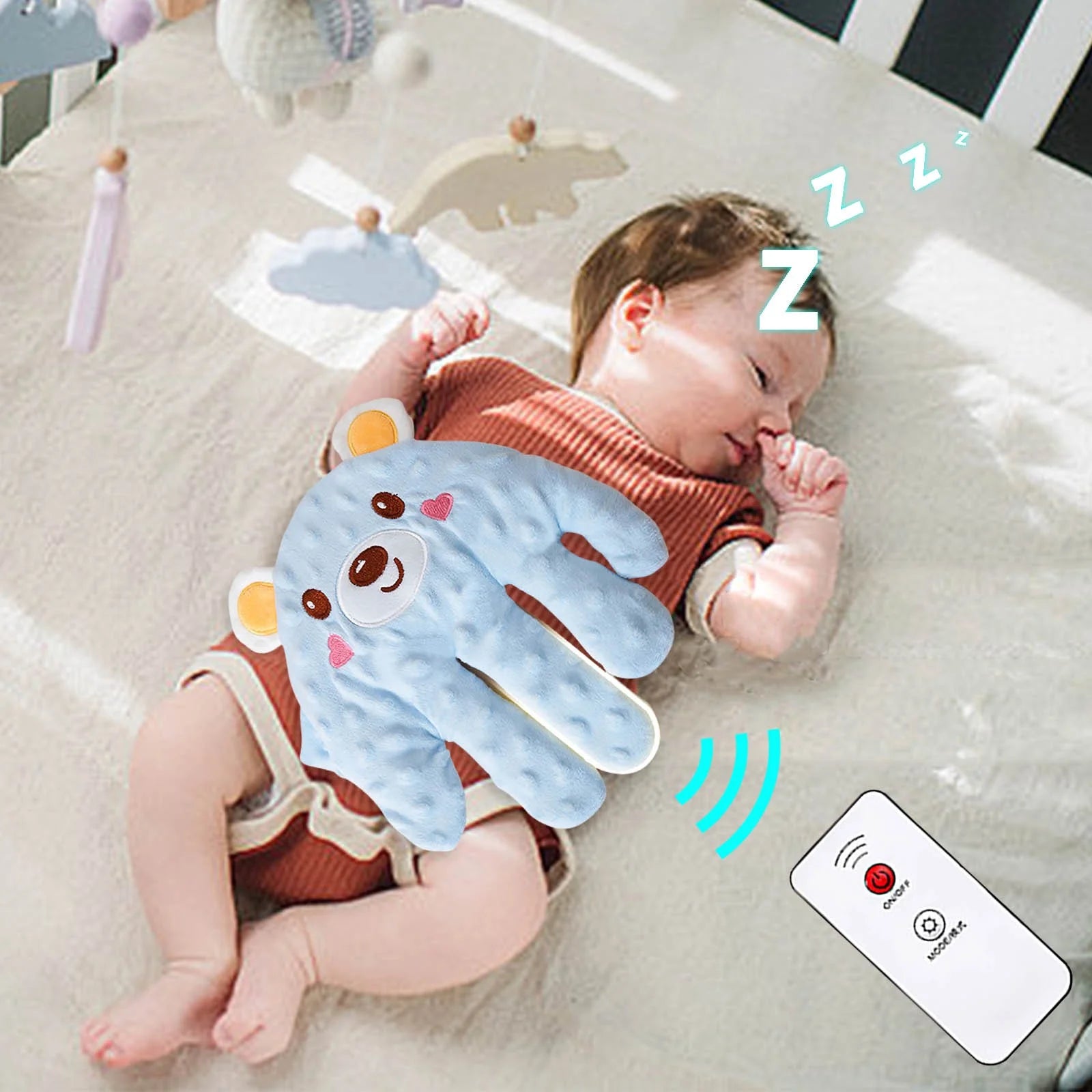 Automatic Baby Sleep Soother Palm | Gentle Patting Motion for Newborns & Infants | Adjustable Speed & Remote Control | Portable 23X24Cm Size | Includes Heating Function for Belly Comfort