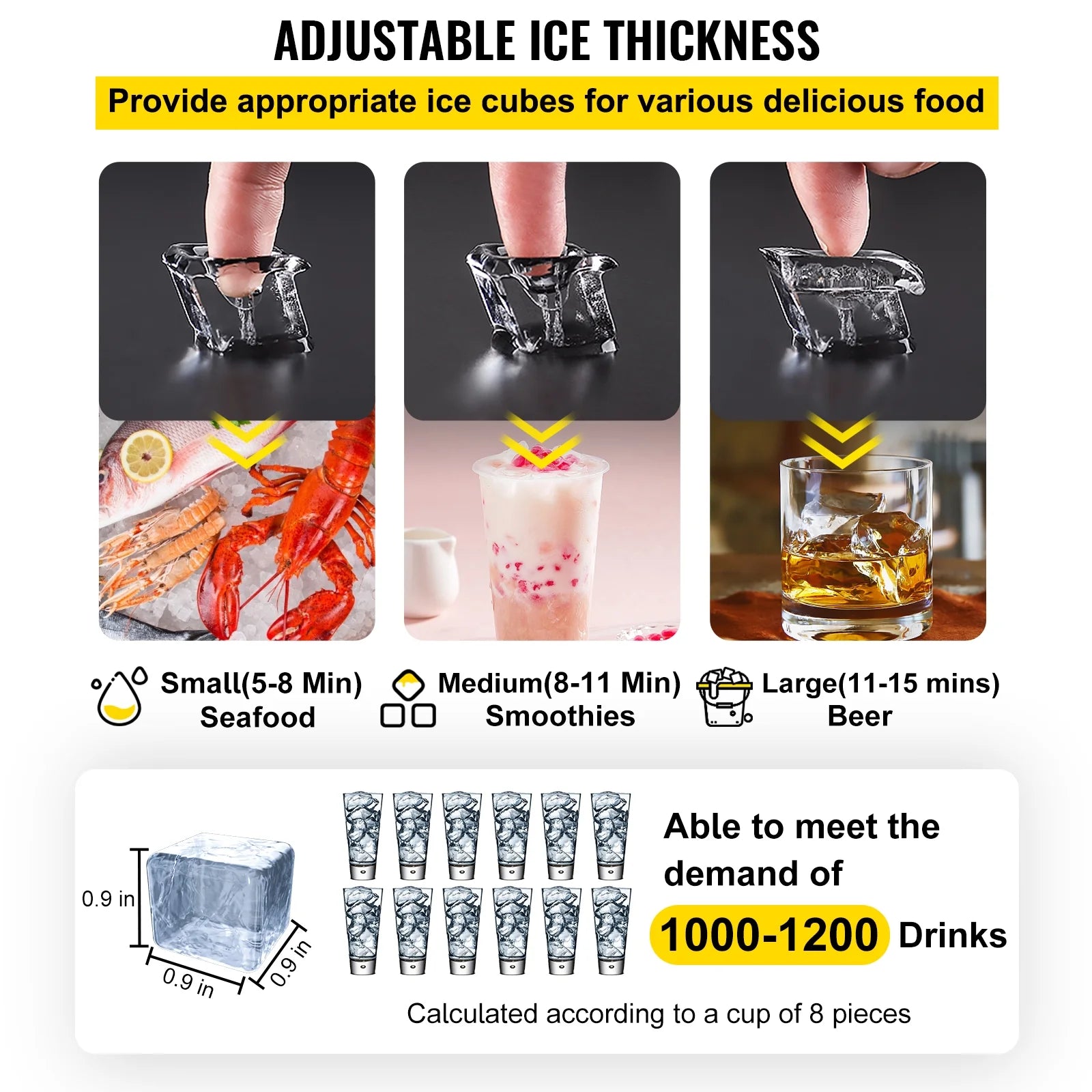 Commercial Ice Machine 320Lbs/24H with 77Lbs Bin, Clear Cube LED Panel, Stainless Steel, Air Cooling, ETL Approved, Professional Refrigeration Equipment, Include Scoop and Connection Hose