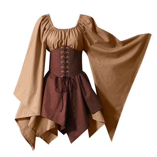 Women'S Sleeveless Dress Zipper Corset Square Neck Ruffled Skirt Lace Midi Dress Evening Party Dress Formal Evening Dress Halloween Cosplay Costumes Gothic Retro Long Sleeve Corset Dress