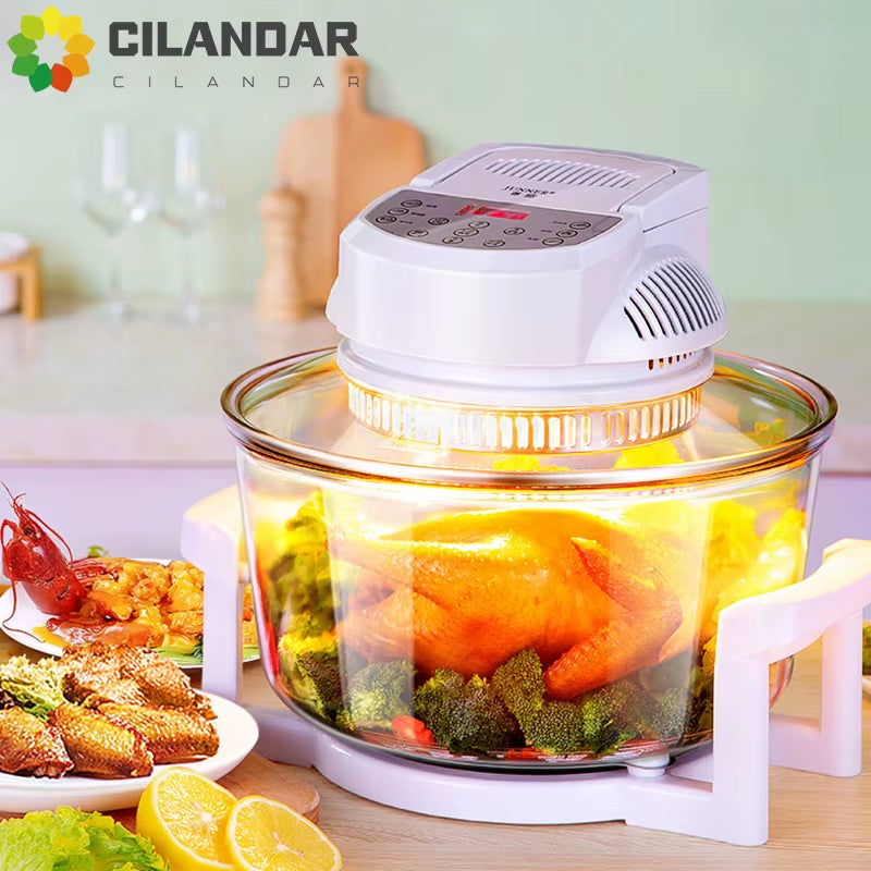 Household Oil-Free Air Fryer 12L Smart Visual Glass Lightwave Oven Multi-Function Electric Fryer Oven Air Oven