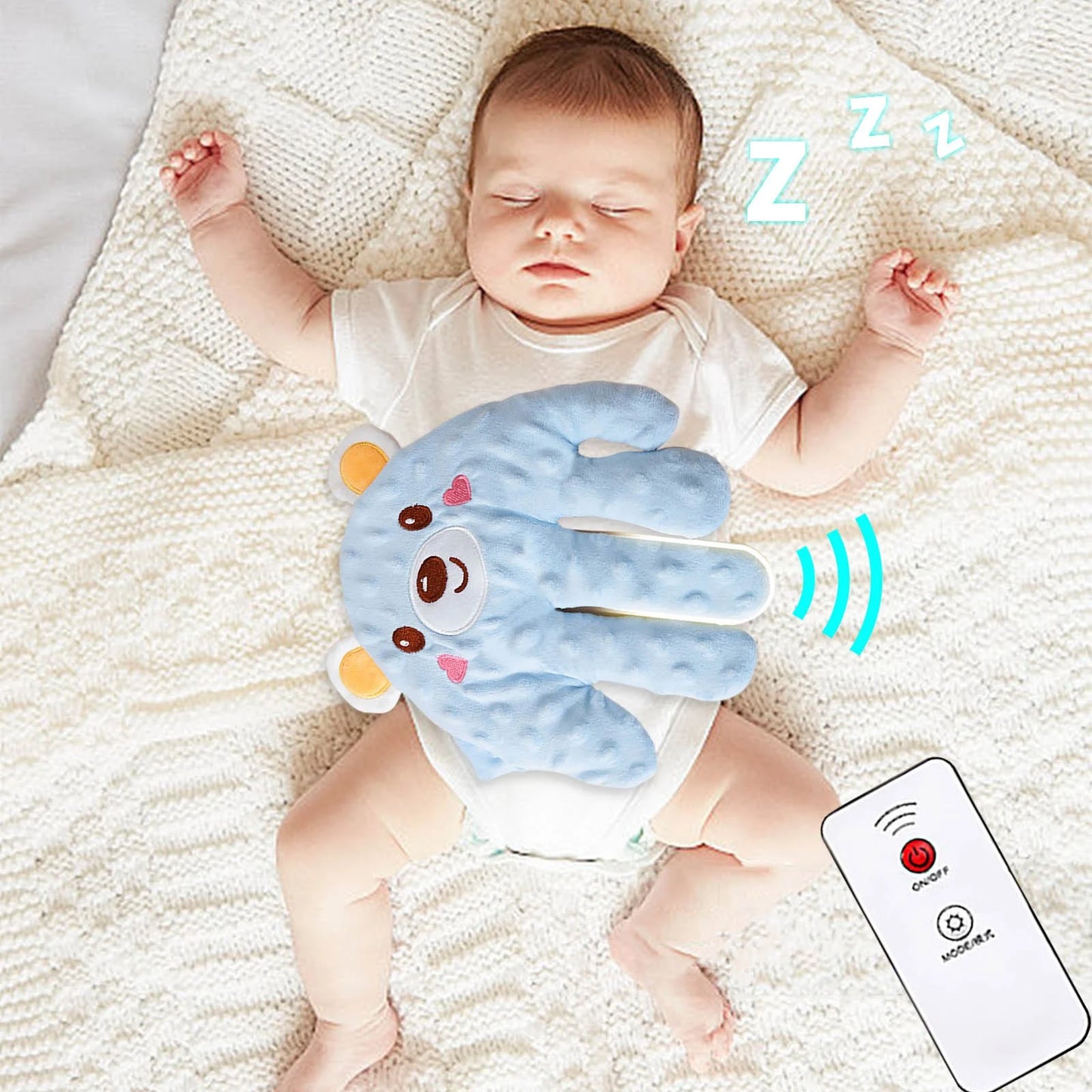 Automatic Baby Sleep Soother Palm | Gentle Patting Motion for Newborns & Infants | Adjustable Speed & Remote Control | Portable 23X24Cm Size | Includes Heating Function for Belly Comfort